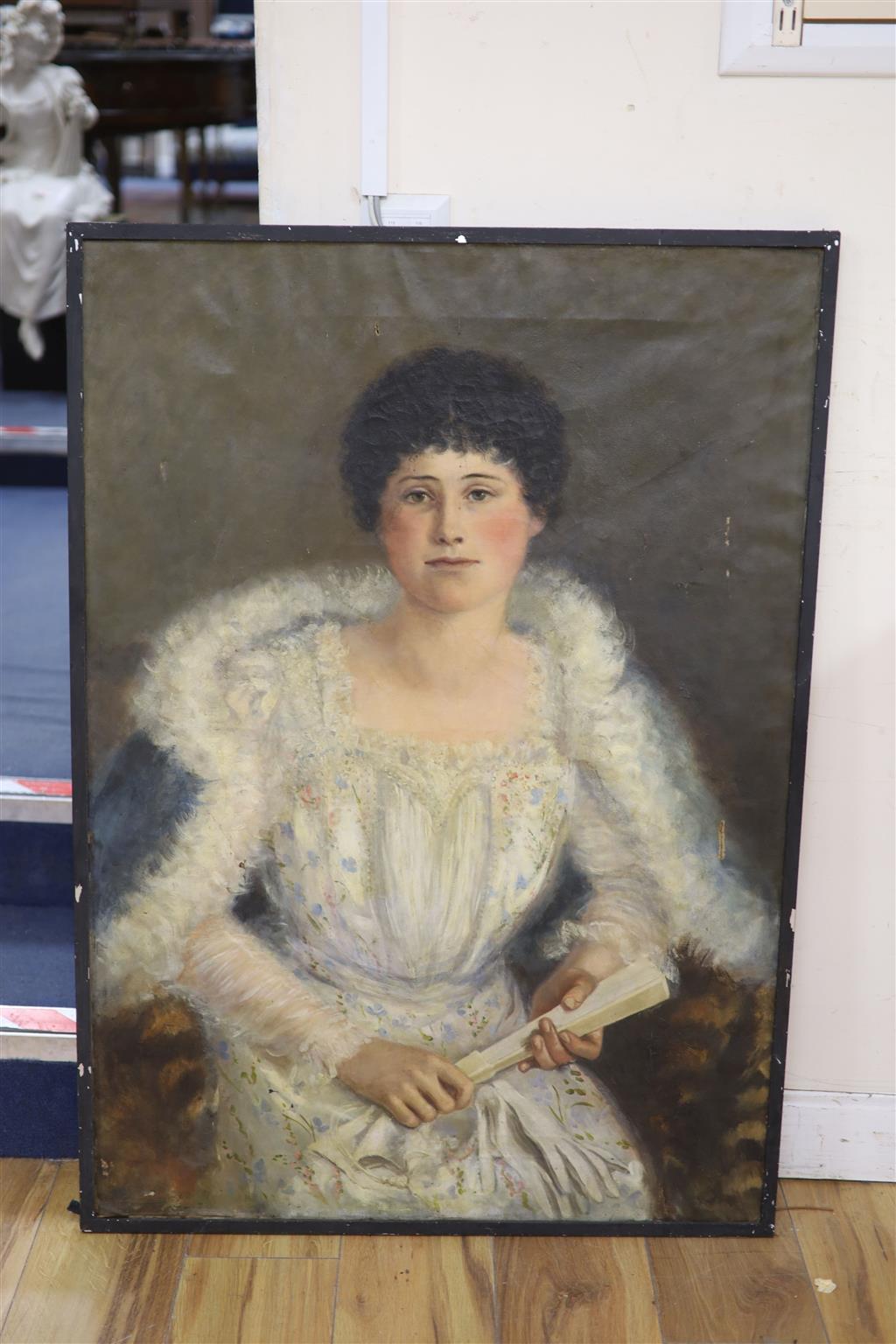 Circle of William Oliver (1823-1901), oil on canvas, Portrait of Rosalie Dennis, inscribed verso and dated 1879, 100 x 70cm.